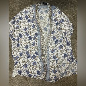 Feathers by Tolani Blue Floral Boho Kimono